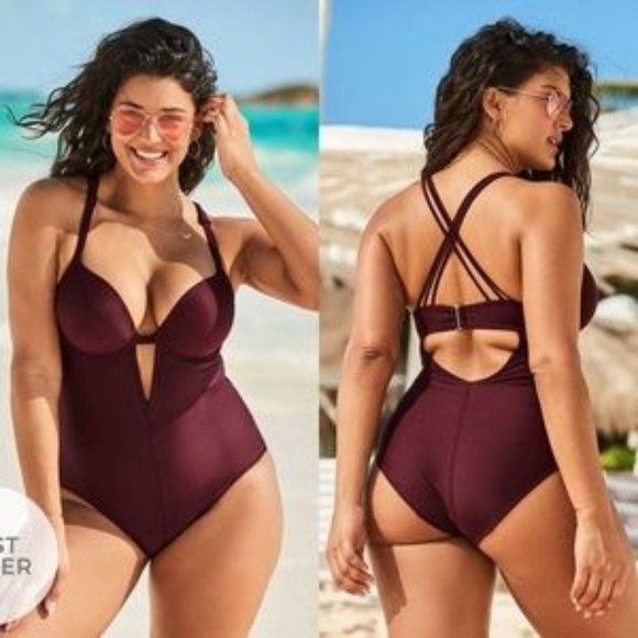 Adore Me Other - Adore Me Aliani Burgundy Wine One Piece Swimsuit